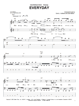 page one of Everyday (Bass Guitar Tab)