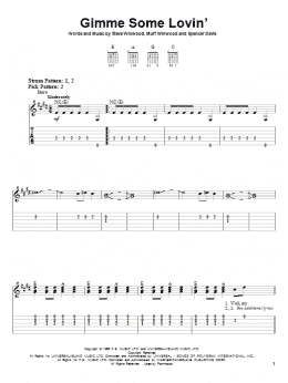 page one of Gimme Some Lovin' (Easy Guitar Tab)