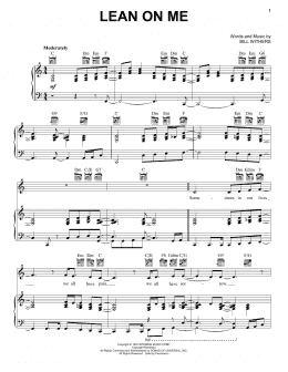 page one of Lean On Me (Piano, Vocal & Guitar Chords (Right-Hand Melody))
