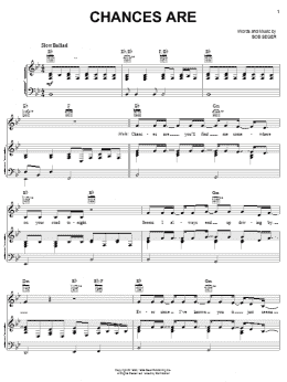 page one of Chances Are (Piano, Vocal & Guitar Chords (Right-Hand Melody))