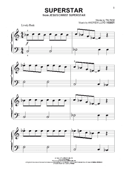 page one of Superstar (from Jesus Christ Superstar) (Big Note Piano)