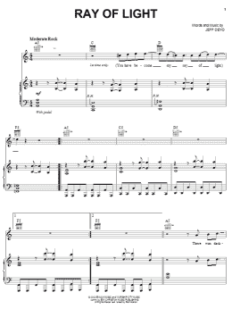 page one of Ray Of Light (Piano, Vocal & Guitar Chords (Right-Hand Melody))