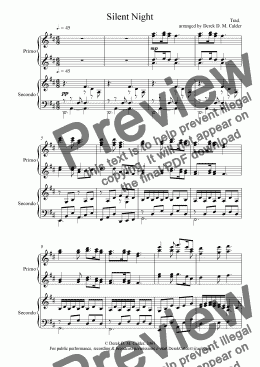 page one of SILENT NIGHT (piano duet)