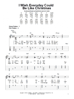 page one of I Wish Everyday Could Be Like Christmas (Easy Guitar Tab)