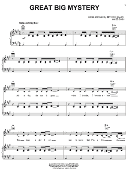 page one of Great Big Mystery (Piano, Vocal & Guitar Chords (Right-Hand Melody))
