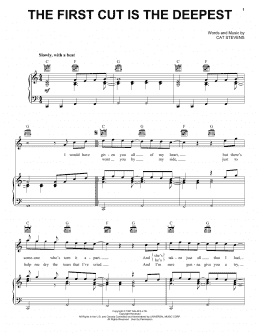 page one of The First Cut Is The Deepest (Piano, Vocal & Guitar Chords (Right-Hand Melody))