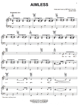 page one of Aimless (Piano, Vocal & Guitar Chords (Right-Hand Melody))