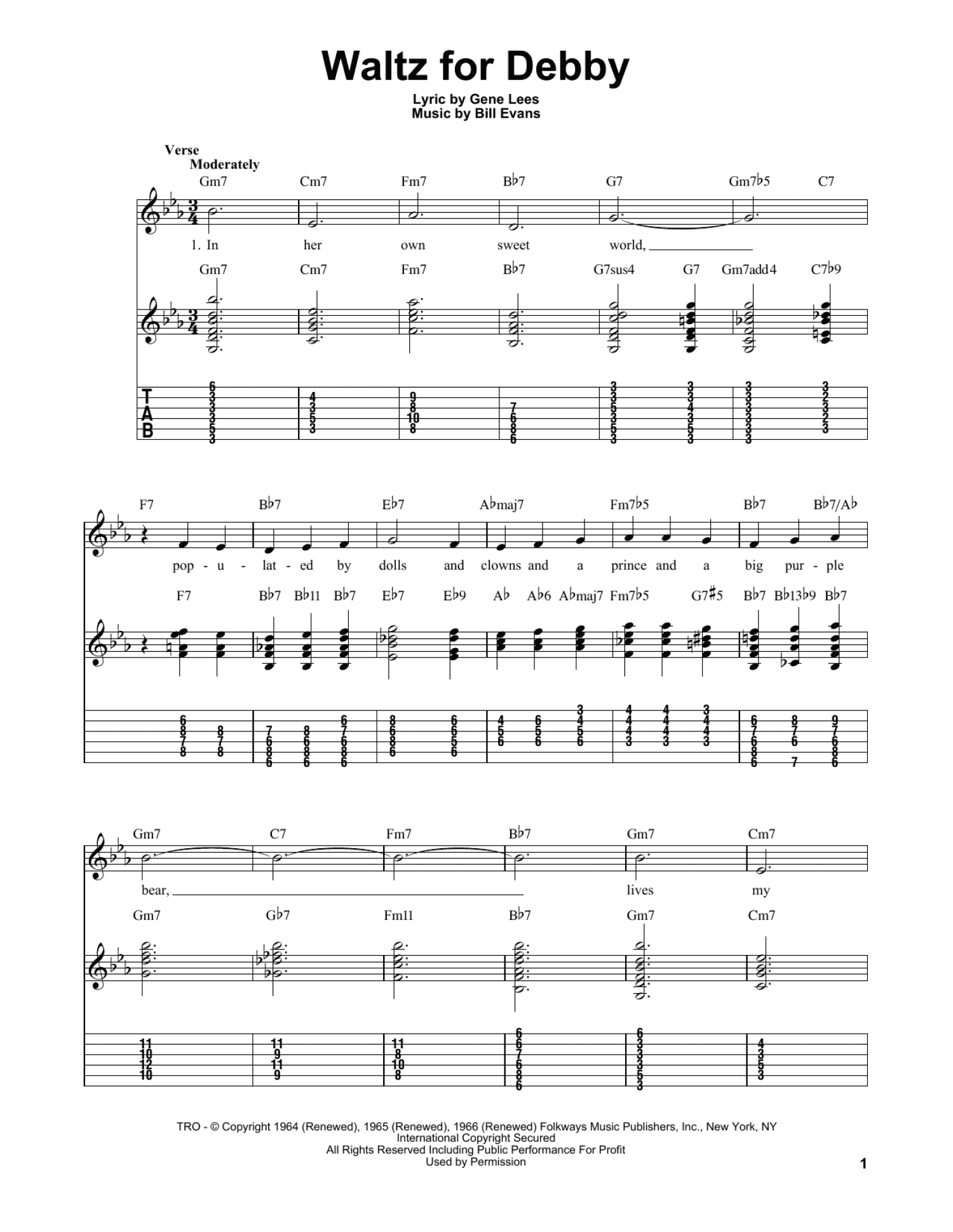 Waltz For Debby (Easy Guitar Tab)