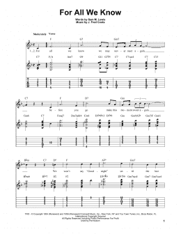 page one of For All We Know (Easy Guitar Tab)