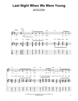 page one of Last Night When We Were Young (Easy Guitar Tab)