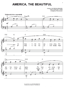 page one of America, The Beautiful (Easy Piano)