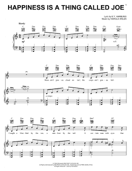 page one of Happiness Is A Thing Called Joe (Piano, Vocal & Guitar Chords (Right-Hand Melody))