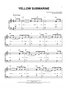 page one of Yellow Submarine (Easy Piano)