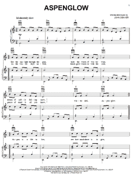 page one of Aspenglow (Piano, Vocal & Guitar Chords (Right-Hand Melody))