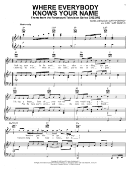page one of Where Everybody Knows Your Name (Piano, Vocal & Guitar Chords (Right-Hand Melody))