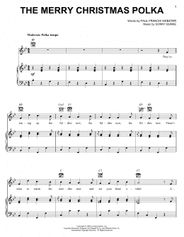page one of The Merry Christmas Polka (Piano, Vocal & Guitar Chords (Right-Hand Melody))