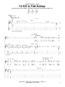 page one of I'd Kill To Fall Asleep (Guitar Tab)