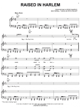 page one of Raised In Harlem (Piano, Vocal & Guitar Chords (Right-Hand Melody))