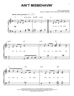 page one of Ain't Misbehavin' (Easy Piano)