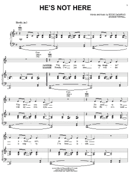 page one of He's Not Here (Piano, Vocal & Guitar Chords (Right-Hand Melody))