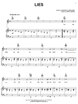 page one of Lies (Piano, Vocal & Guitar Chords (Right-Hand Melody))