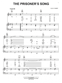 page one of The Prisoner's Song (Piano, Vocal & Guitar Chords (Right-Hand Melody))