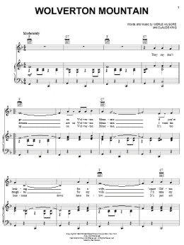 page one of Wolverton Mountain (Piano, Vocal & Guitar Chords (Right-Hand Melody))