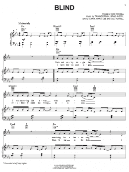 page one of Blind (Piano, Vocal & Guitar Chords (Right-Hand Melody))