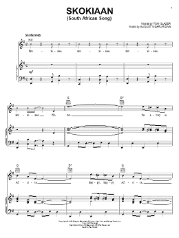 page one of Skokiaan (South African Song) (Piano, Vocal & Guitar Chords (Right-Hand Melody))