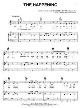 page one of The Happening (Piano, Vocal & Guitar Chords (Right-Hand Melody))