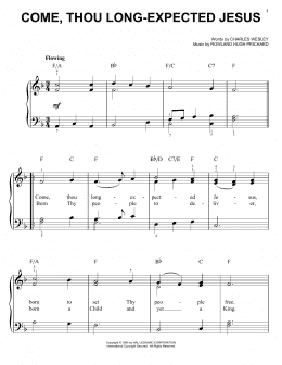 page one of Come, Thou Long-Expected Jesus (Easy Piano)