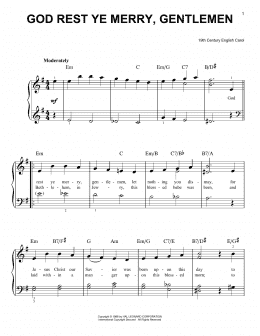 page one of God Rest Ye Merry, Gentlemen (Very Easy Piano)