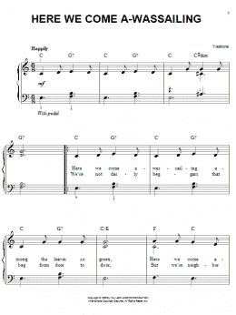 page one of Here We Come A-Wassailing (Easy Piano)