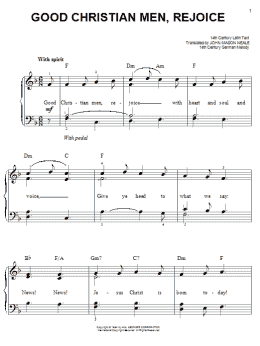 page one of Good Christian Men, Rejoice (Easy Piano)