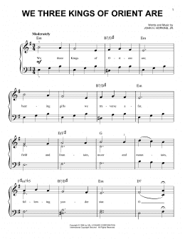page one of We Three Kings Of Orient Are (Very Easy Piano)