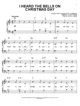page one of I Heard The Bells On Christmas Day (Easy Piano)