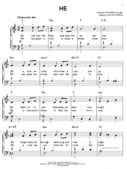 page one of He (Easy Piano)