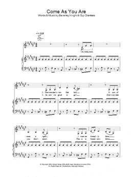 page one of Come As You Are (Piano, Vocal & Guitar Chords)