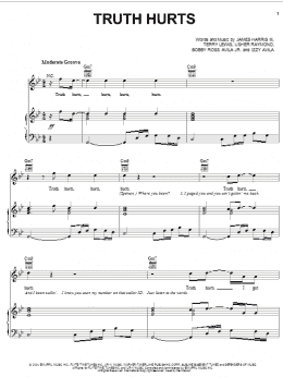 page one of Truth Hurts (Piano, Vocal & Guitar Chords (Right-Hand Melody))
