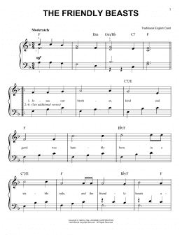 page one of The Friendly Beasts (Easy Piano)