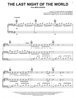 page one of The Last Night Of The World (from Miss Saigon) (Piano, Vocal & Guitar Chords (Right-Hand Melody))