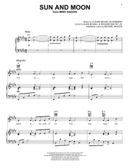 page one of Sun And Moon (Piano, Vocal & Guitar Chords (Right-Hand Melody))