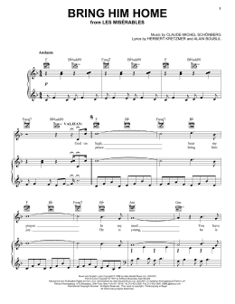 page one of Bring Him Home (from Les Miserables) (Piano, Vocal & Guitar Chords (Right-Hand Melody))