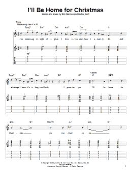 page one of I'll Be Home For Christmas (Guitar Tab (Single Guitar))