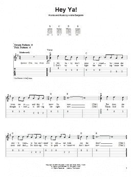 page one of Hey Ya! (Easy Guitar Tab)