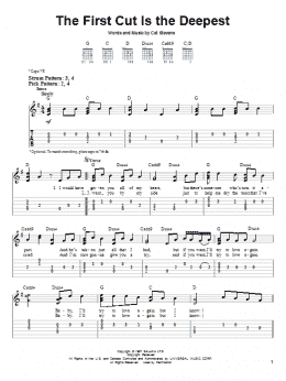 page one of The First Cut Is The Deepest (Easy Guitar Tab)