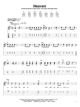 page one of Heaven (Easy Guitar Tab)