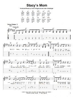 page one of Stacy's Mom (Easy Guitar Tab)