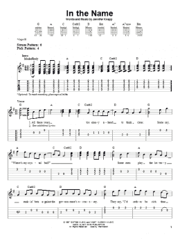 page one of In The Name (Easy Guitar Tab)
