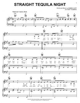 page one of Straight Tequila Night (Piano, Vocal & Guitar Chords (Right-Hand Melody))